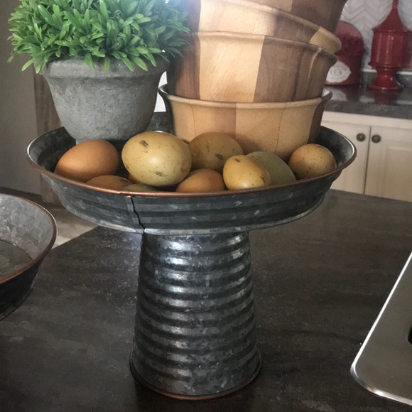 Farmhouse Decor Metal Pedestal Tray Large - Picture 2 of 7